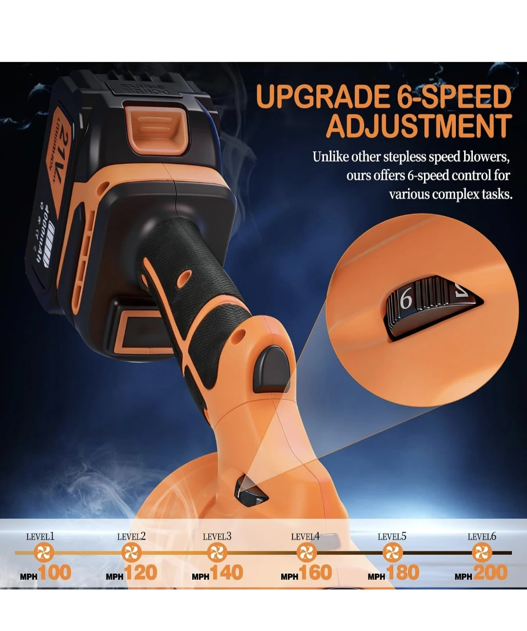 TNelTUEB Cordless Leaf Blower with 2x 4000mAh Batteries - photo 5
