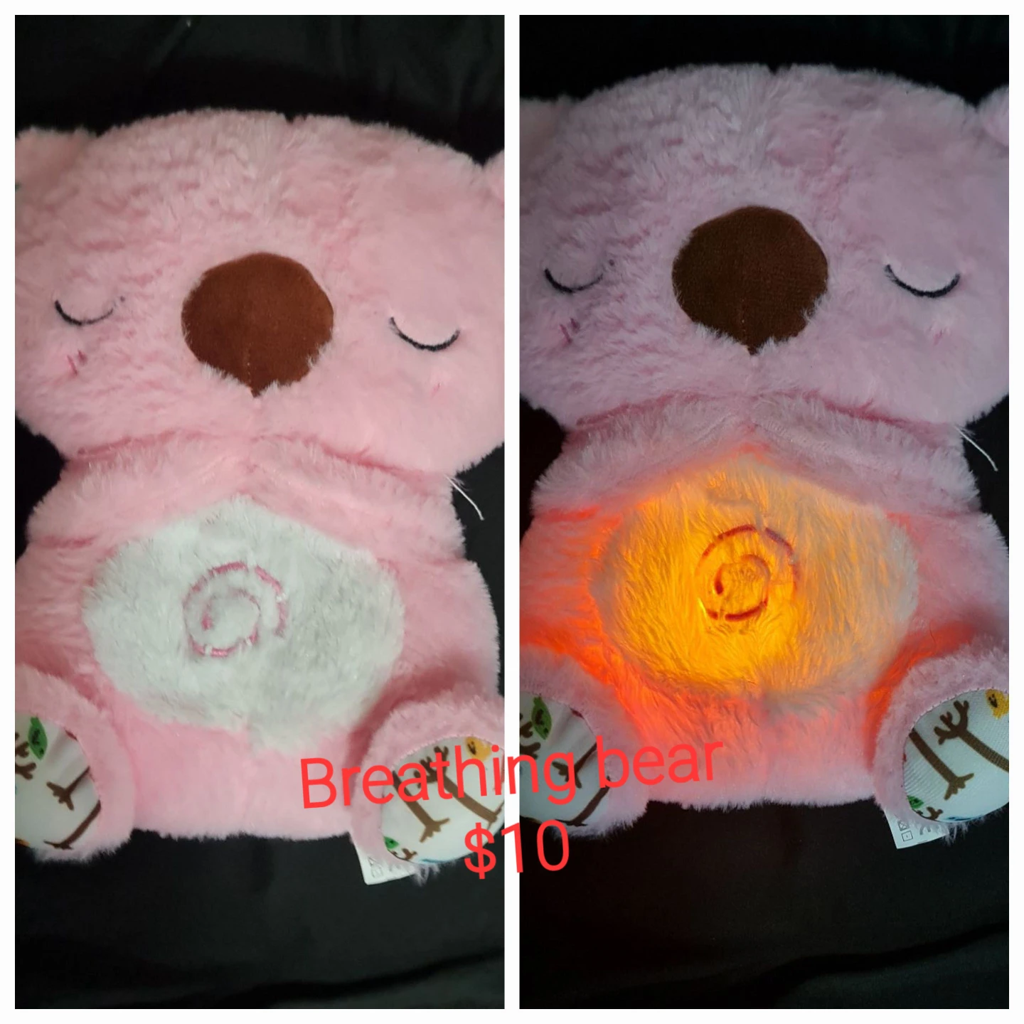 Pink Breathing Bear Plush Toy