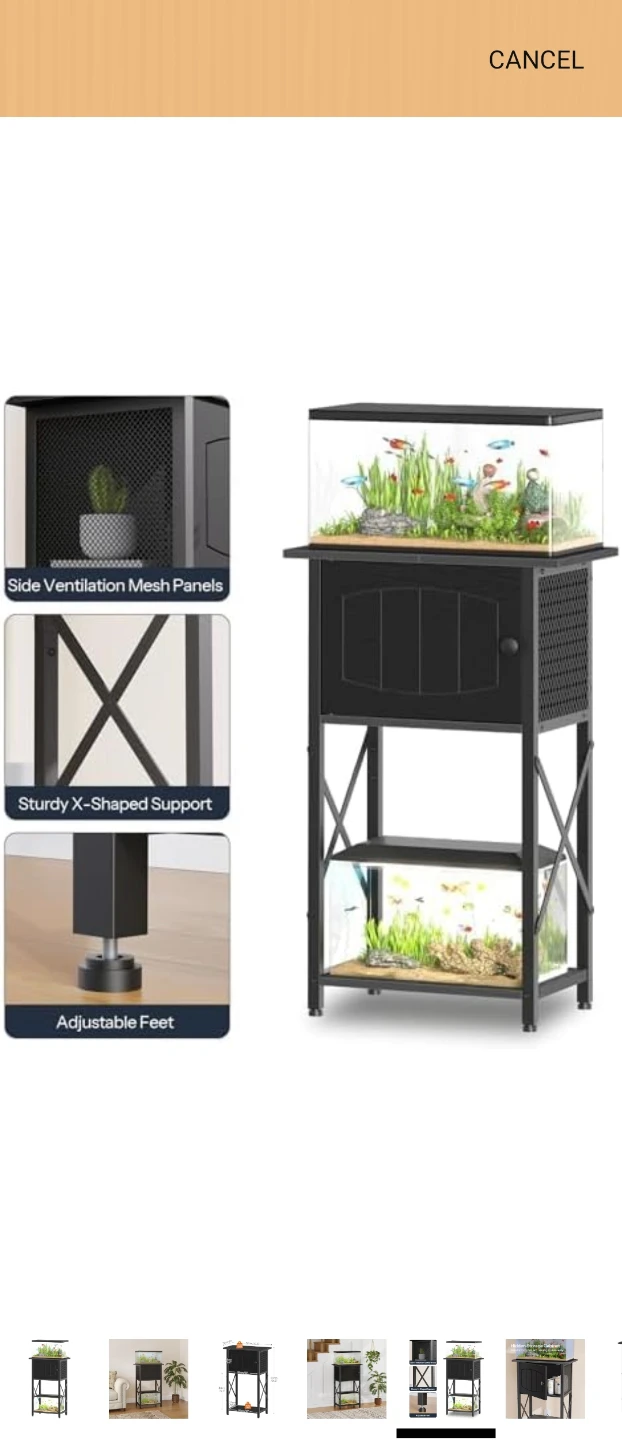 Black Metal Aquarium Stand with Storage Cabinet - photo 3
