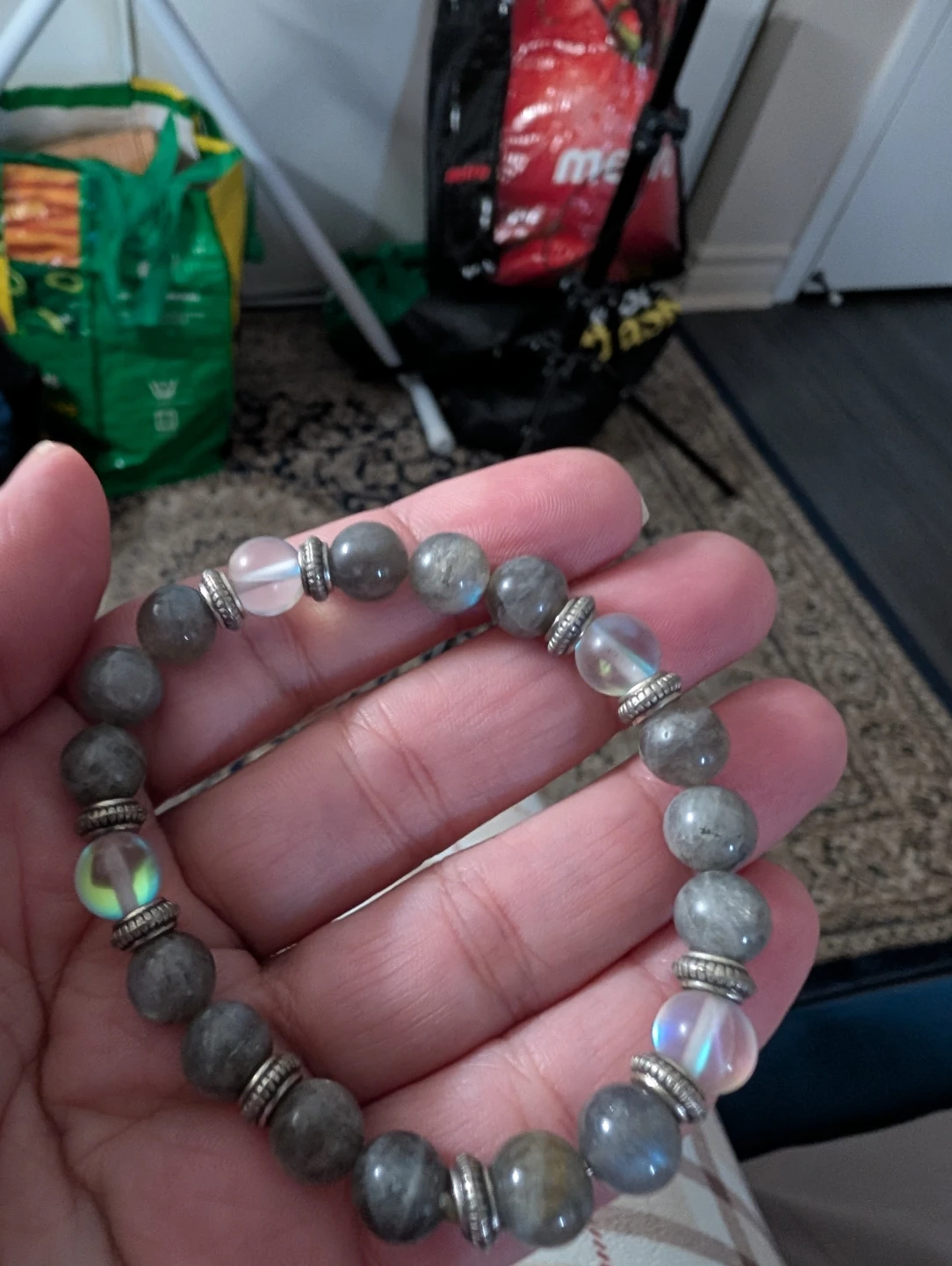 Labradorite and Rose Quartz Beaded Bracelet