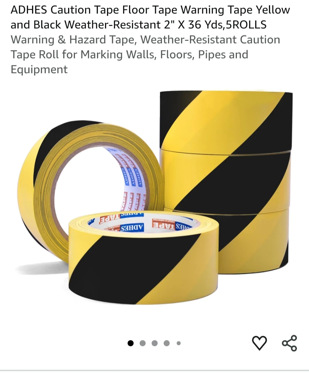 Caution Tape Floor  Warning Yellow and Black Weather-Resistant