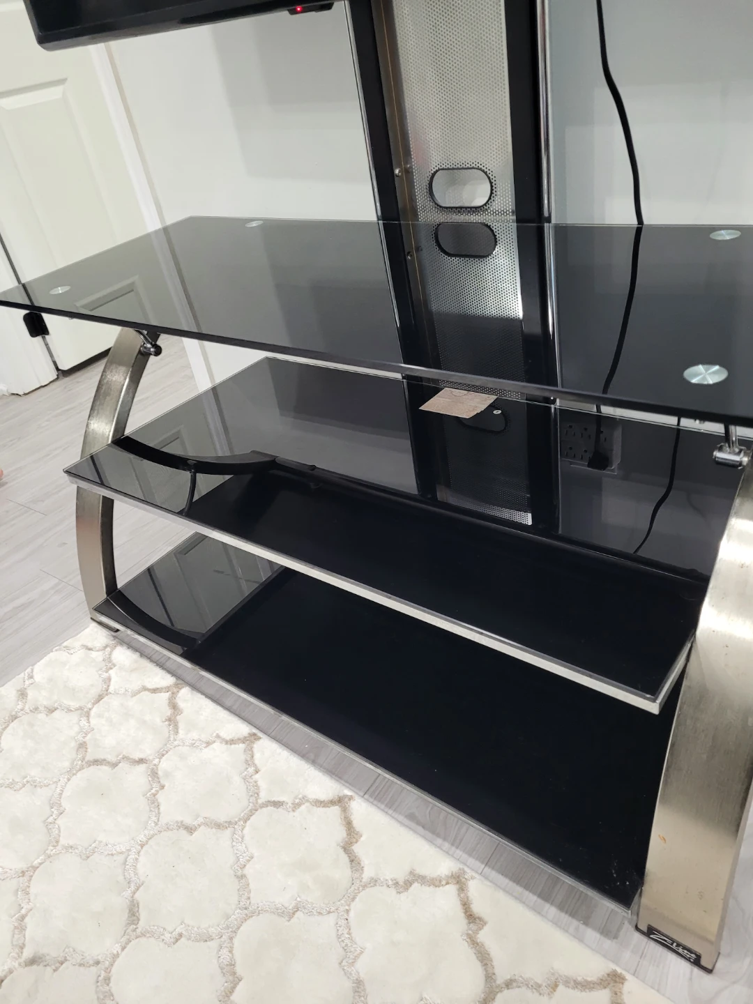 Black Glass TV Stand with Mount - photo 3