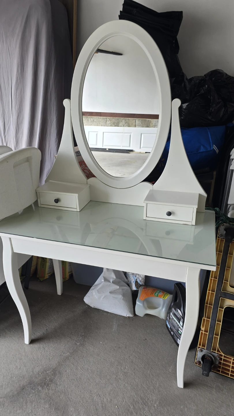 IKEA Dressing White Table with Oval Mirror