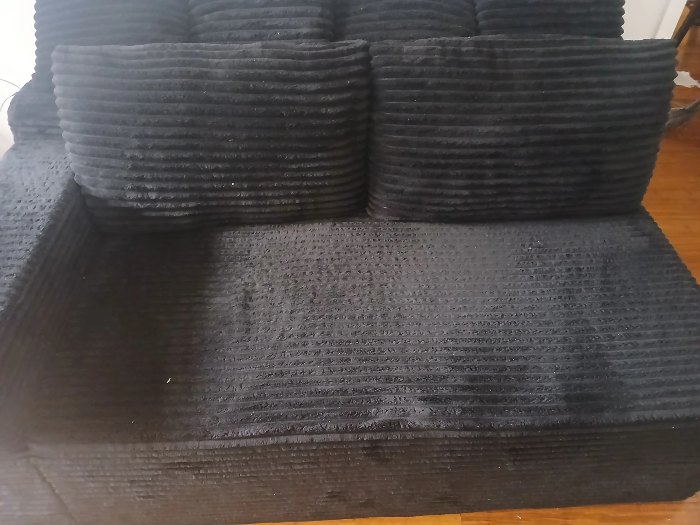 Black Corduroy Loveseat with Throw Pillows - photo 4