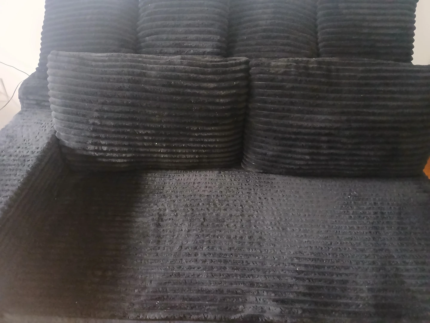 Black Corduroy Loveseat with Throw Pillows - photo 5