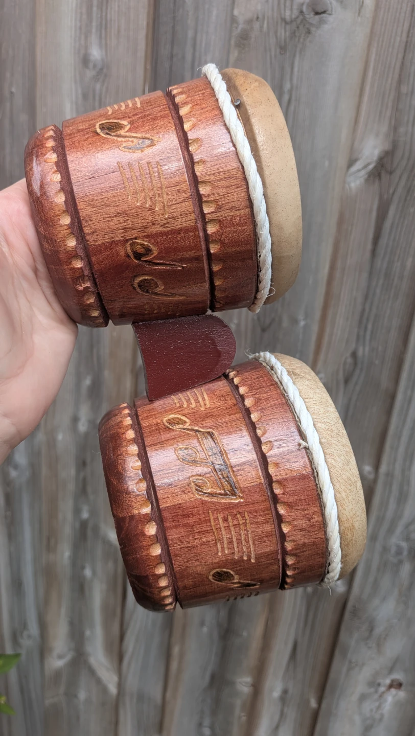 Small Wooden Bongo Drums - photo 2