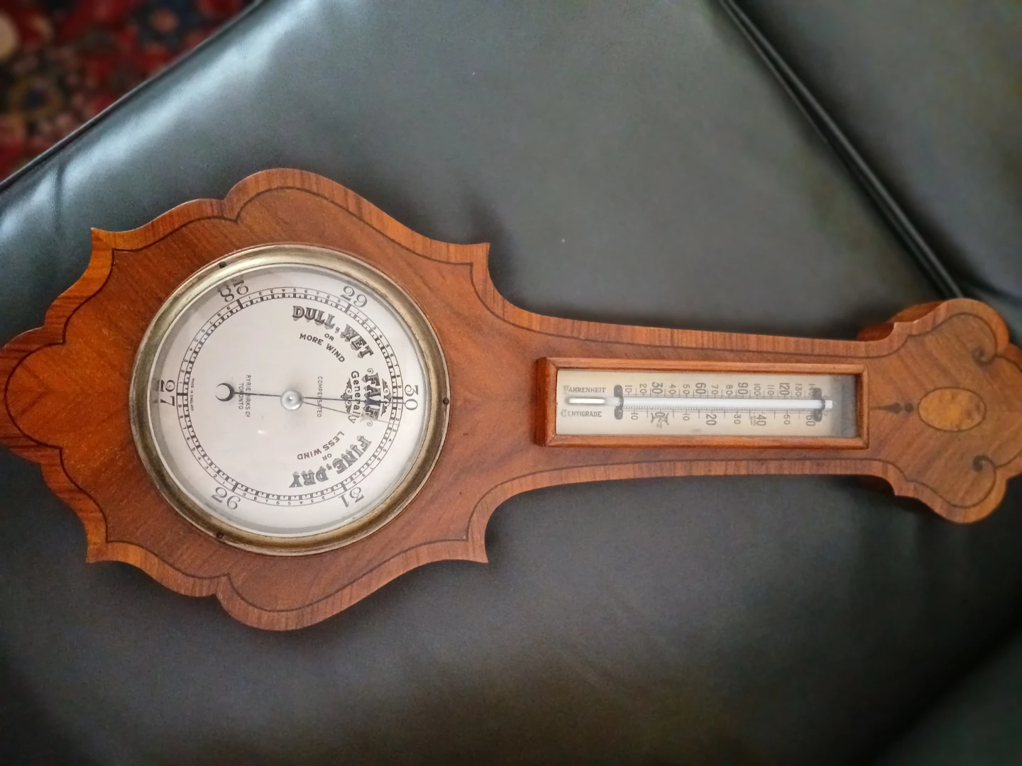 BIRKS Antique Barometer and Thermometer Wall Unit