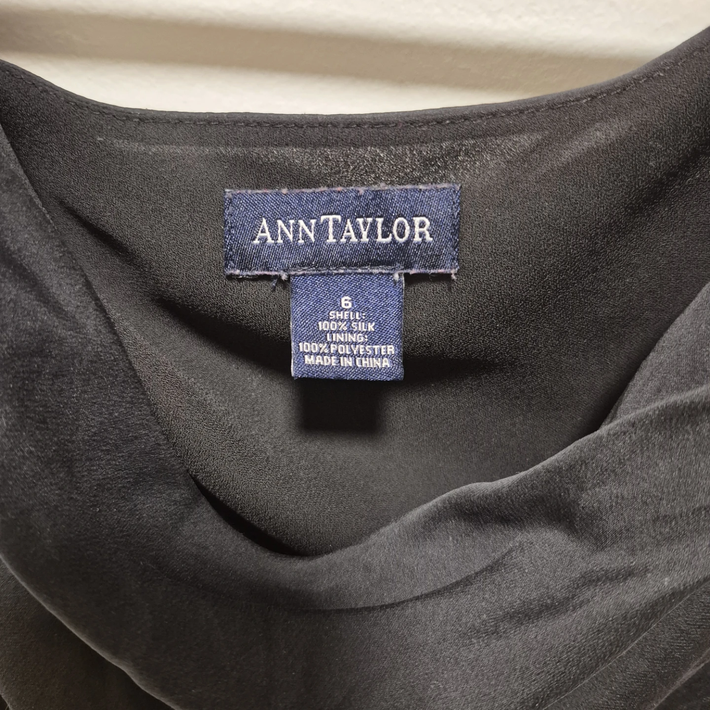 Ann Taylor Black Silk Cowl Neck Tank Top Size 6 - photo 2