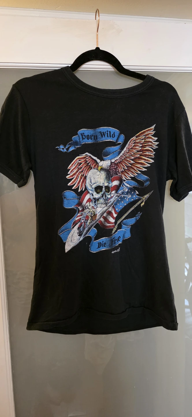 VINTAGE Born Wild Die Free Graphic T-Shirt
