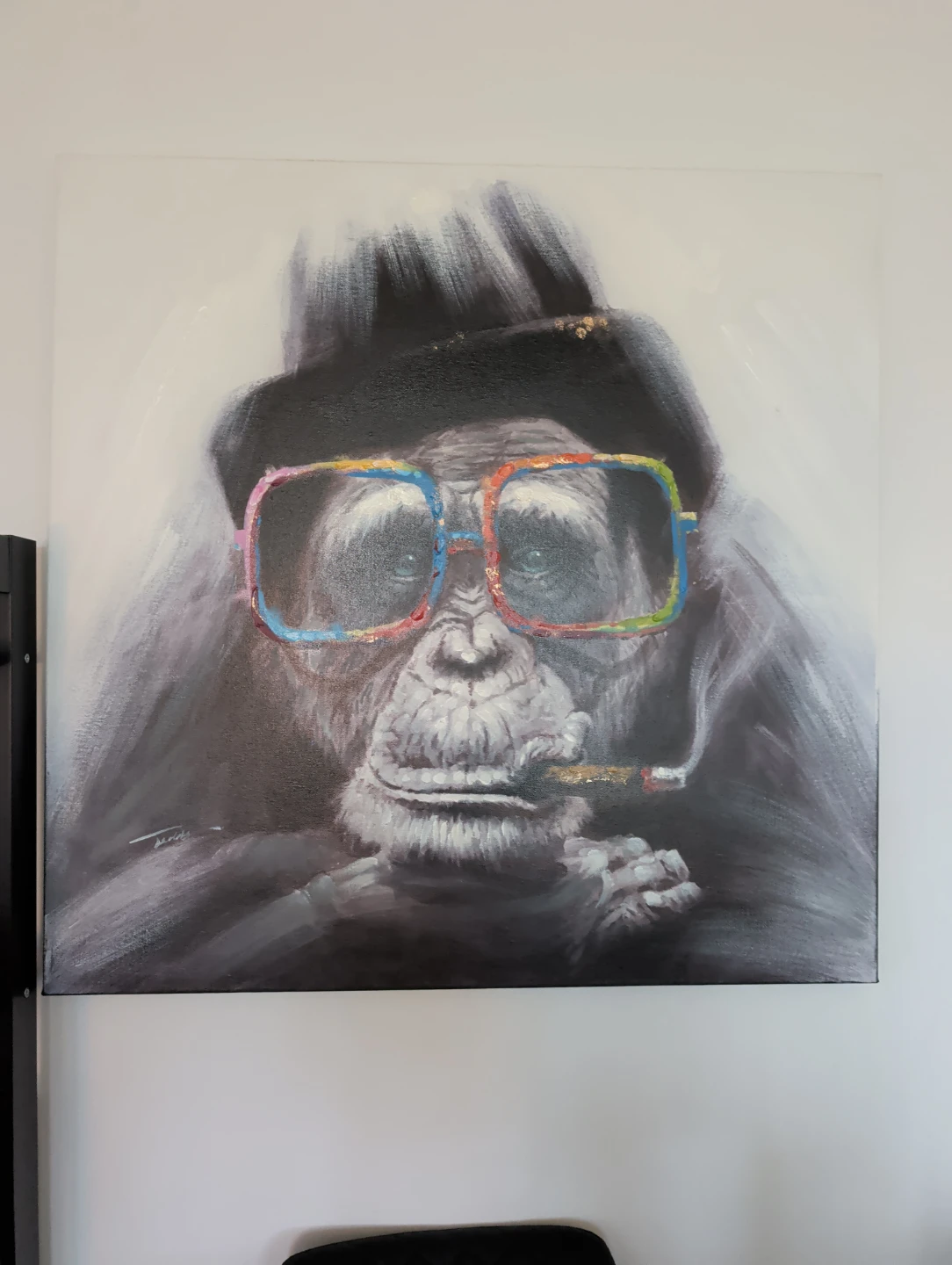 Art Canvas Print - Monkey with Glasses and Cigar