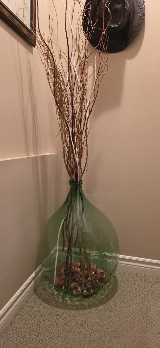 Glass Floor Vase 24" Diameter and Height with Floral Inserts