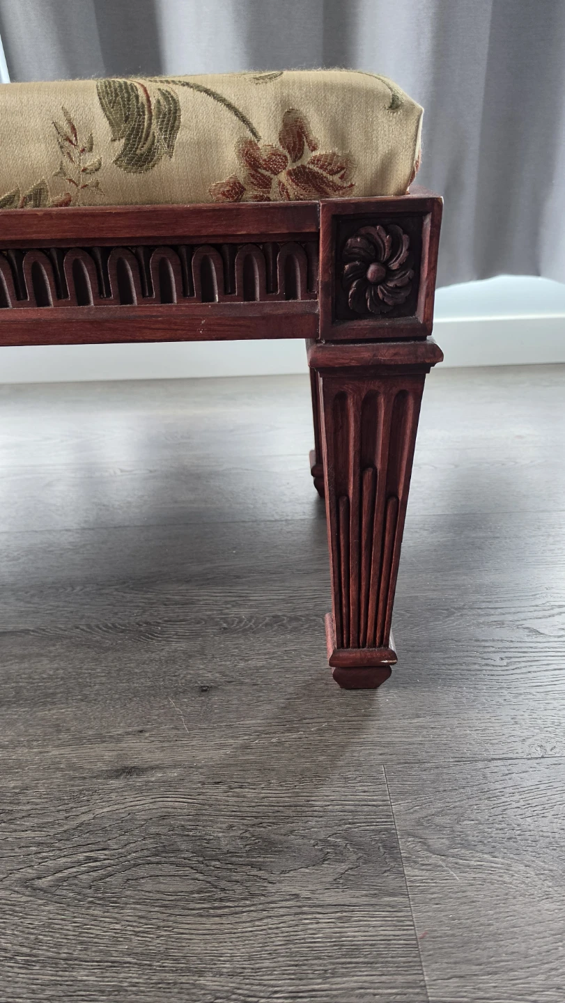 Vintage Upholstered Bench with Floral Pattern - photo 3