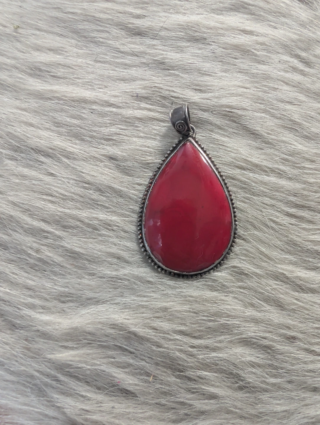Red Carnelian Teardrop Pendant with Sterling Silver - photo 2