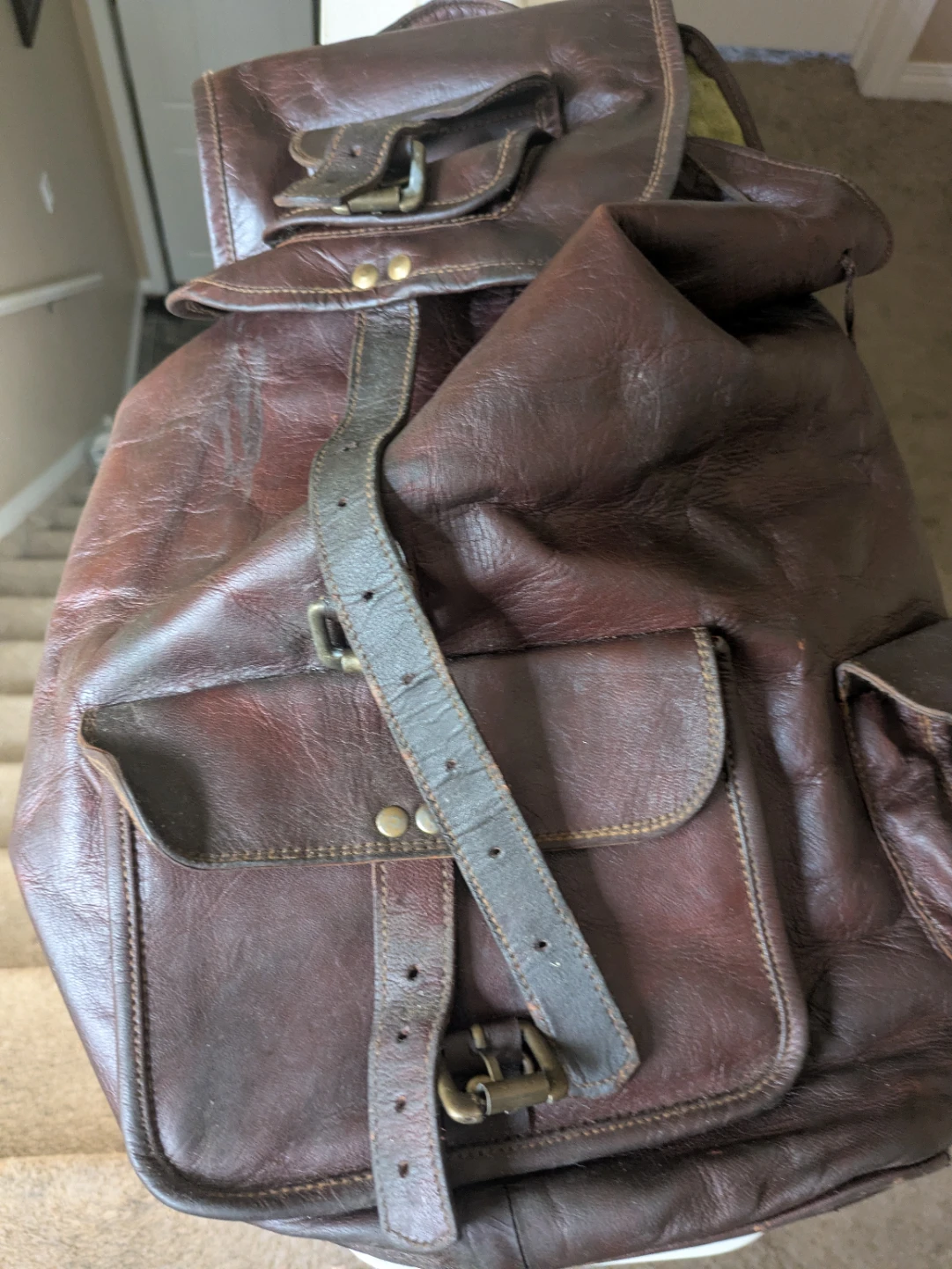 Vintage-Style Leather Backpack