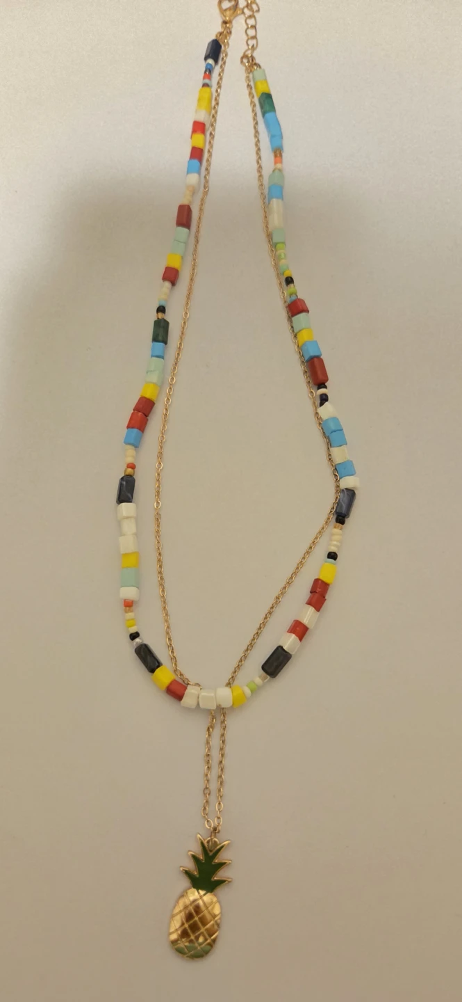 Dual necklace - Beaded Necklace with Pineapple Charm necklace