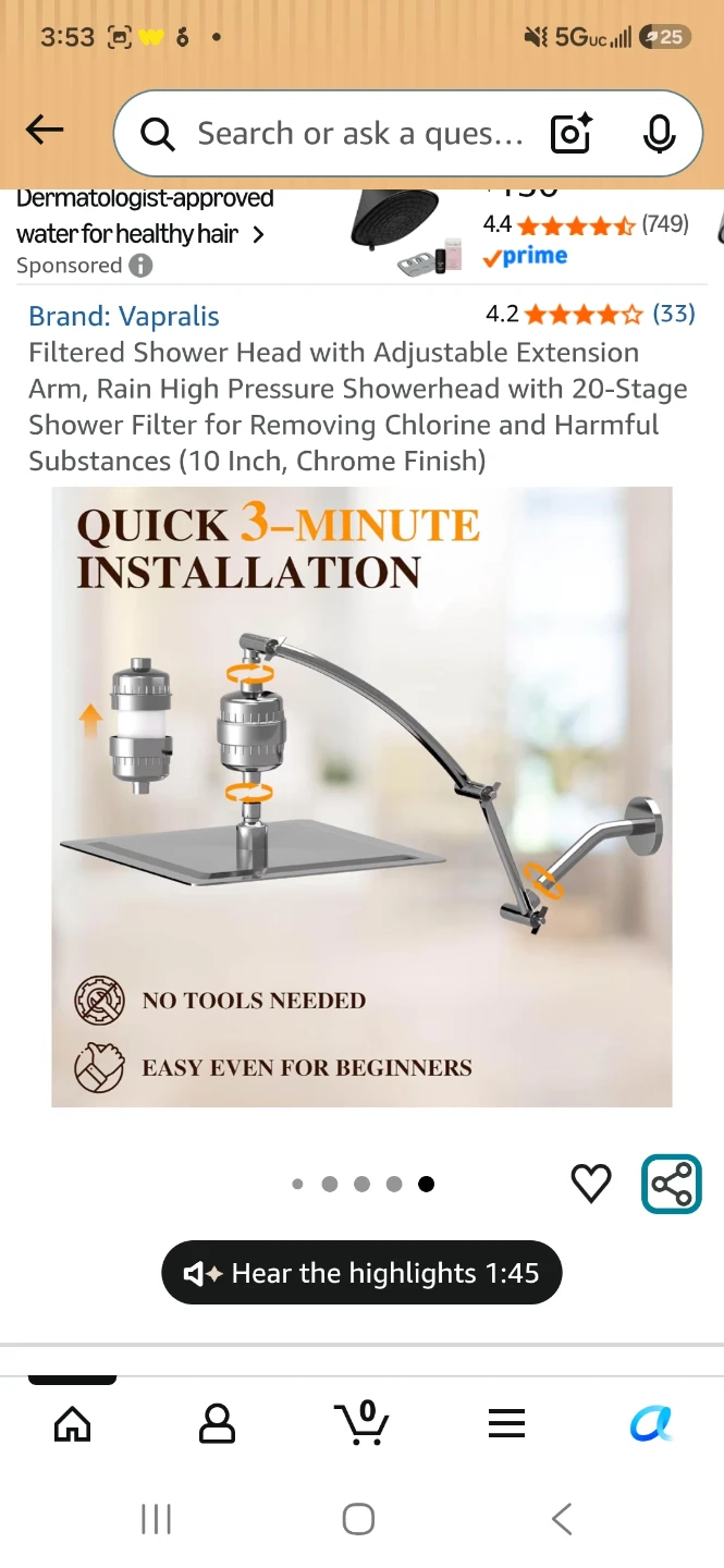Vapralis Filtered Shower Head with Adjustable Arm - photo 5