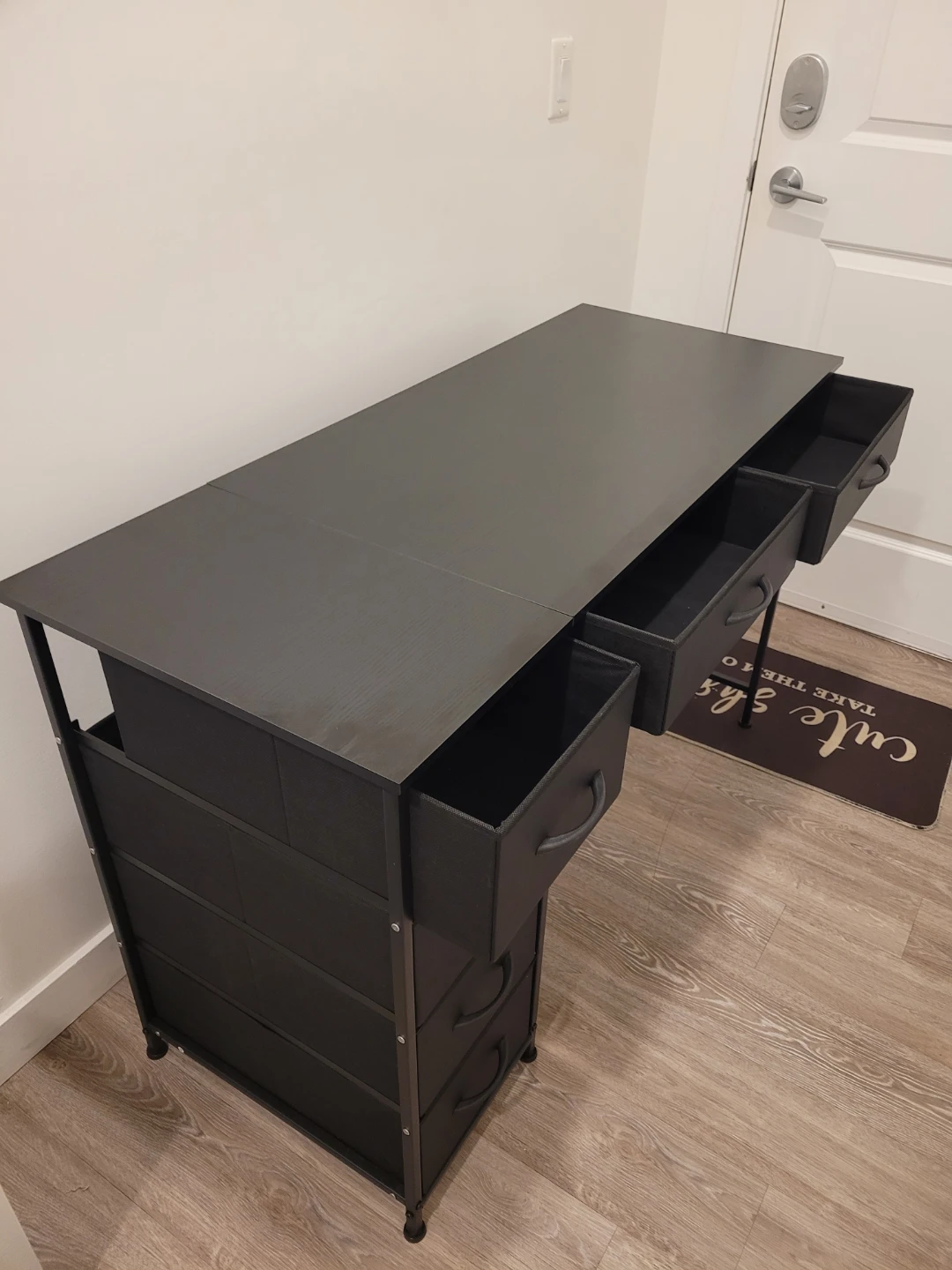 Black Metal Desk with Fabric Drawers - photo 2