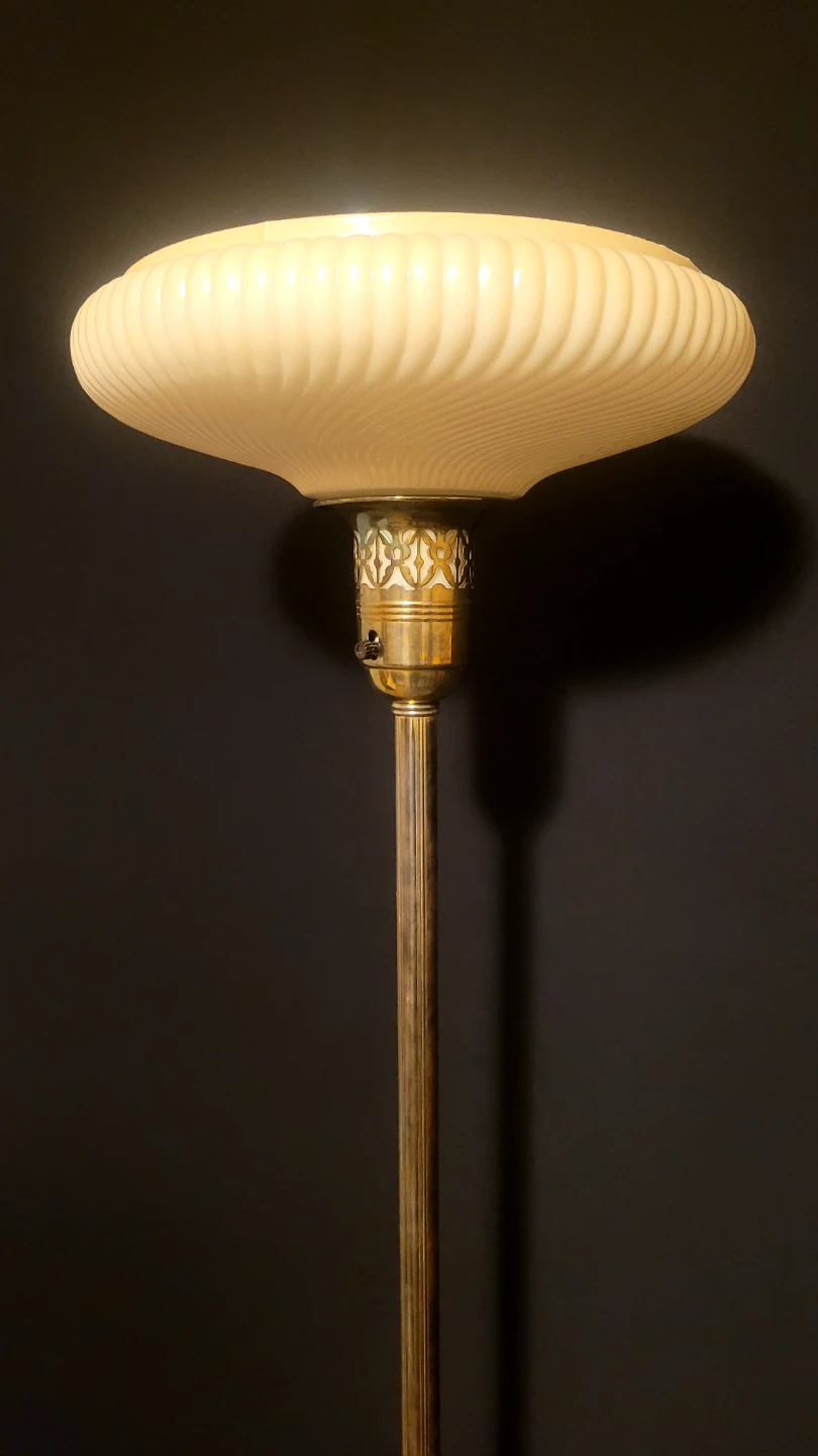Antique Brass & Marble Torchiere Lamp - photo 3