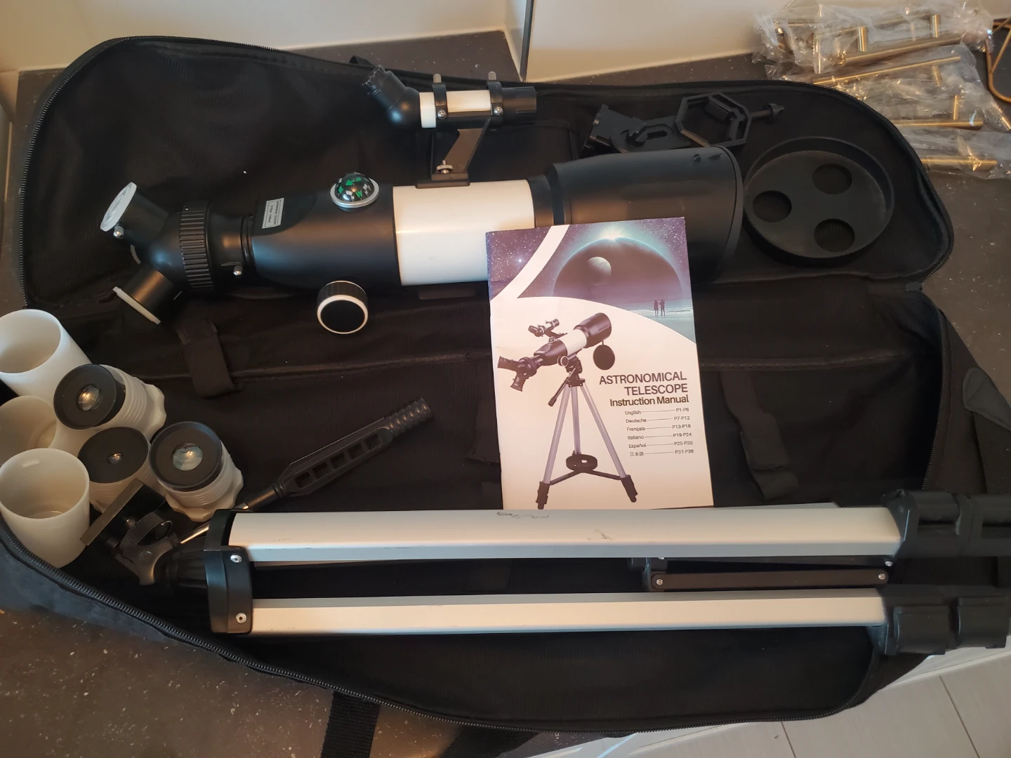 Astronomical Telescope with Accessories and Carrying Case