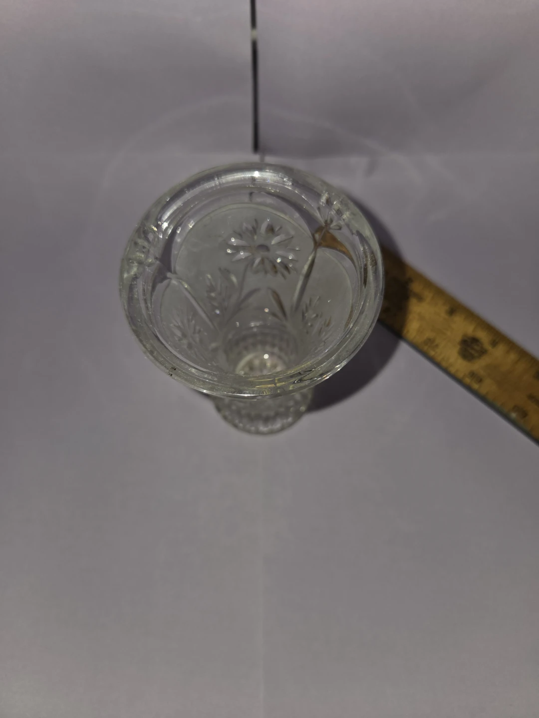Small Frosted Glass Vase with Floral Etching - photo 2