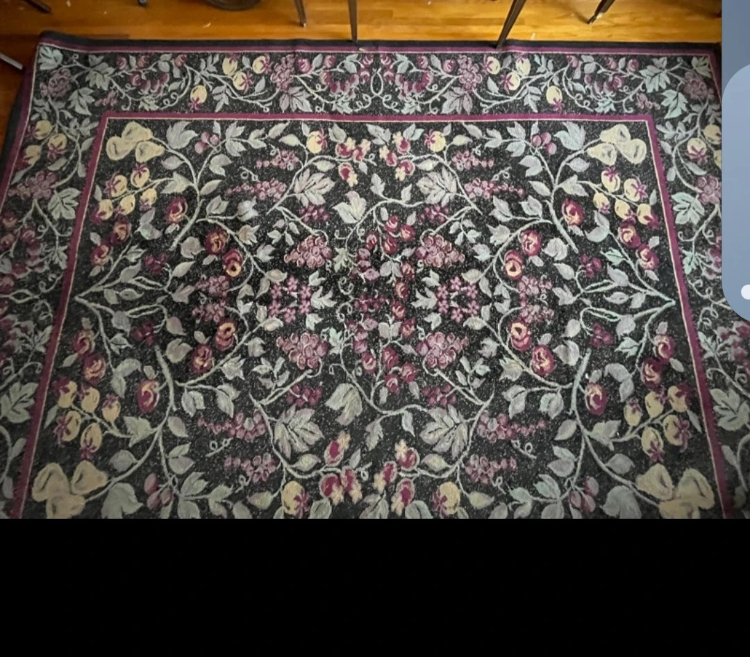 Large Black Floral Area Rug.  8ft  x 10.5 ft. Carpet.rugs - photo 3