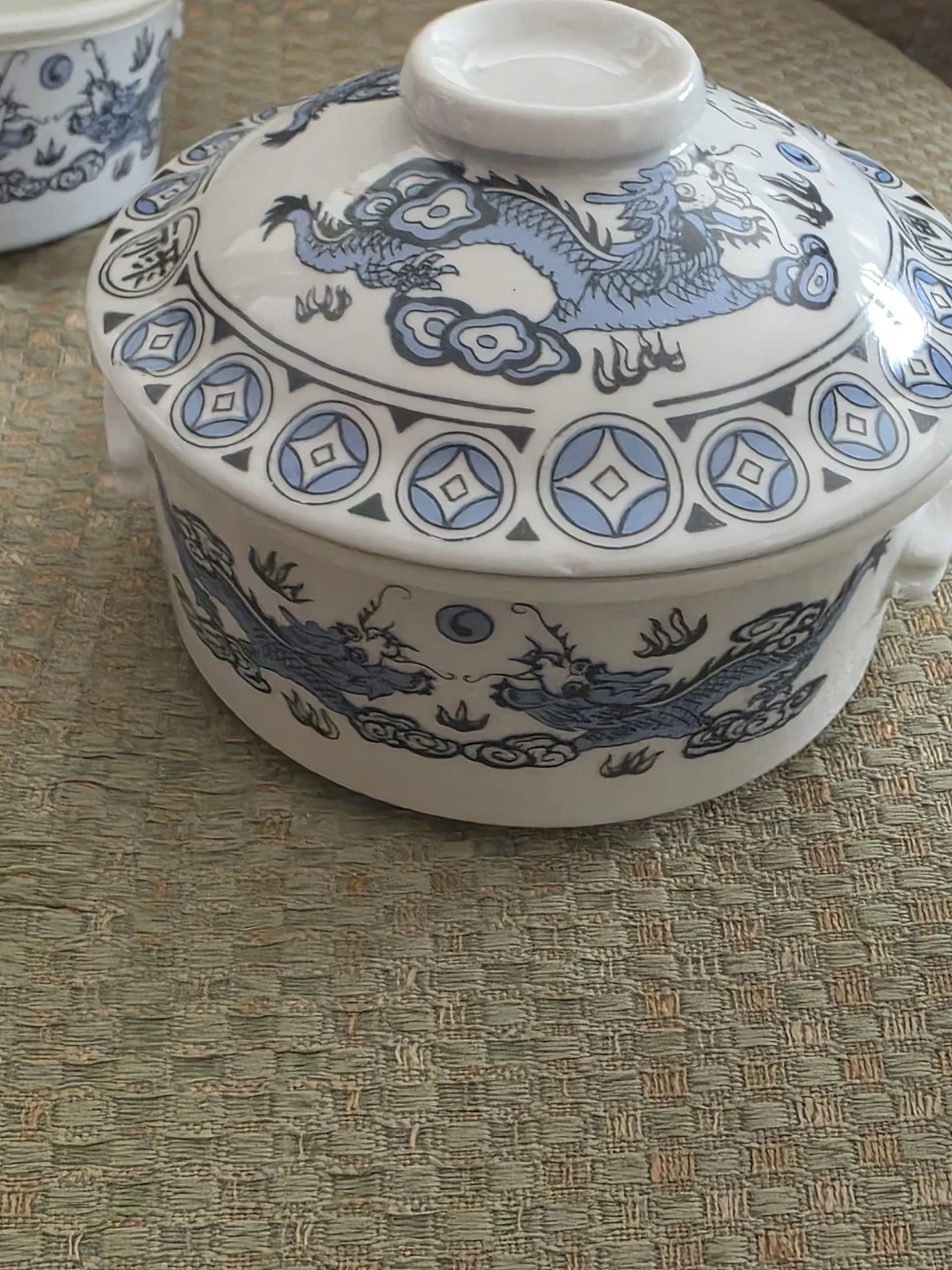 Vintage Dragon Ceramic Bowls with Lids - photo 2