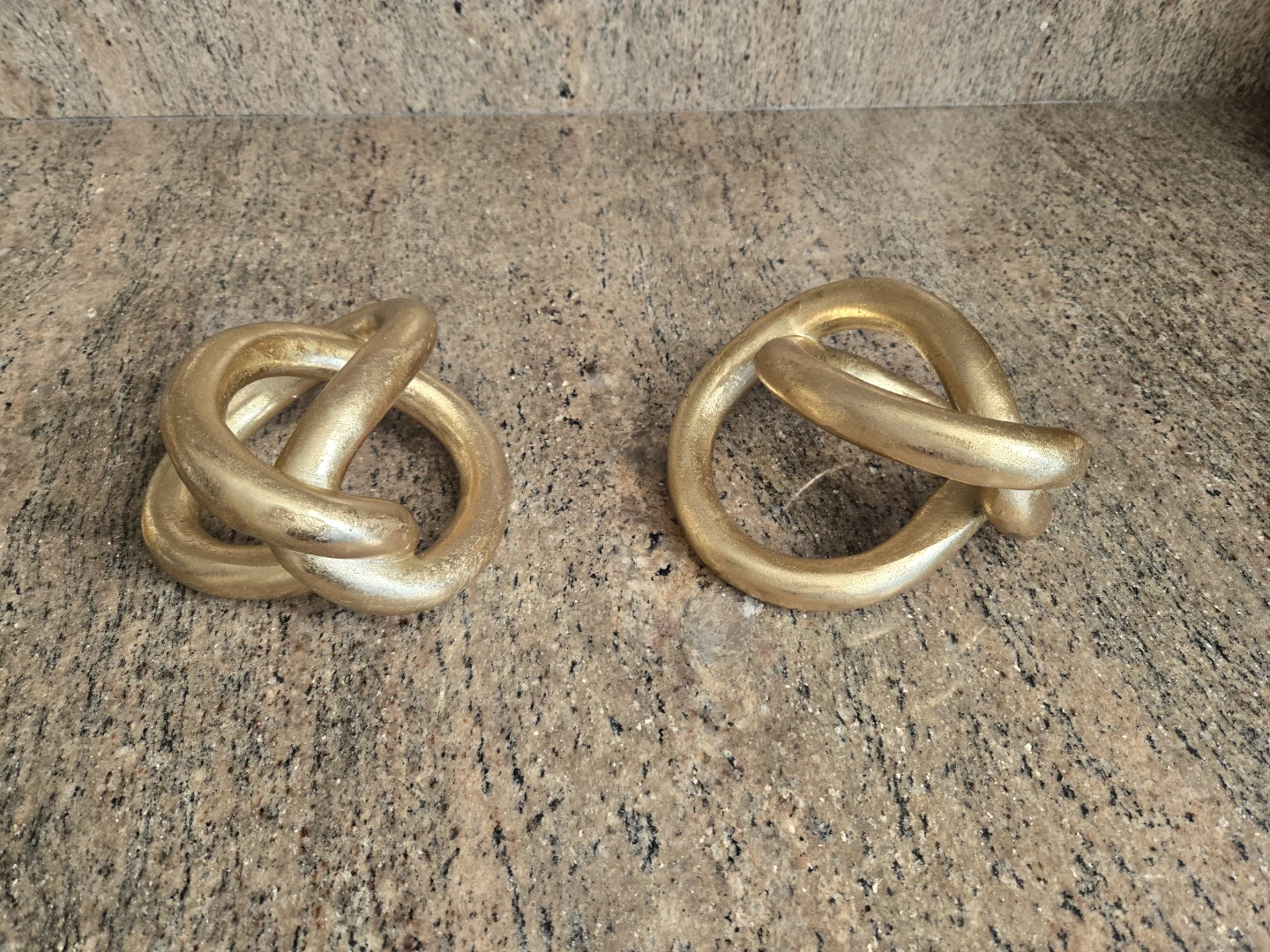 Set of 2 Gold Resin Knotted Sculptures