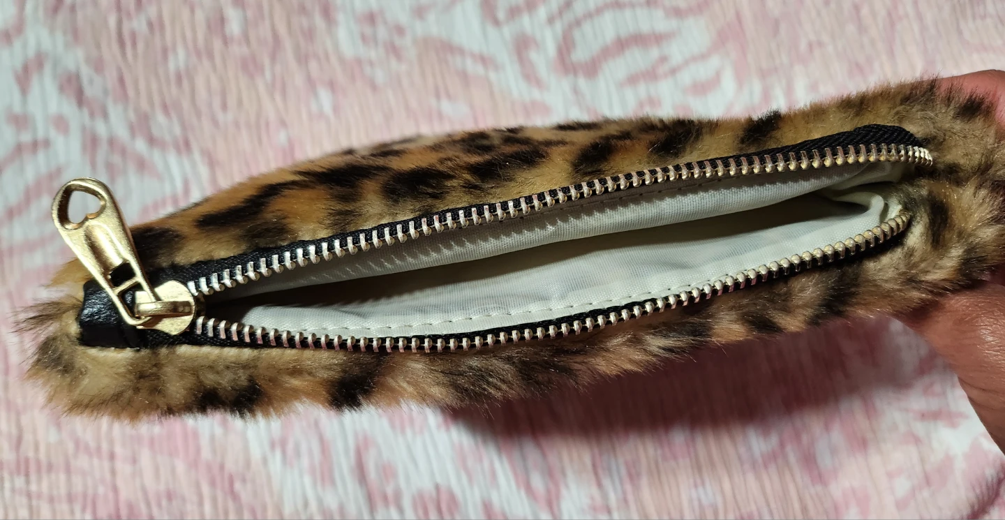 Leopard Print Faux Fur Zipper Pouch - photo 2