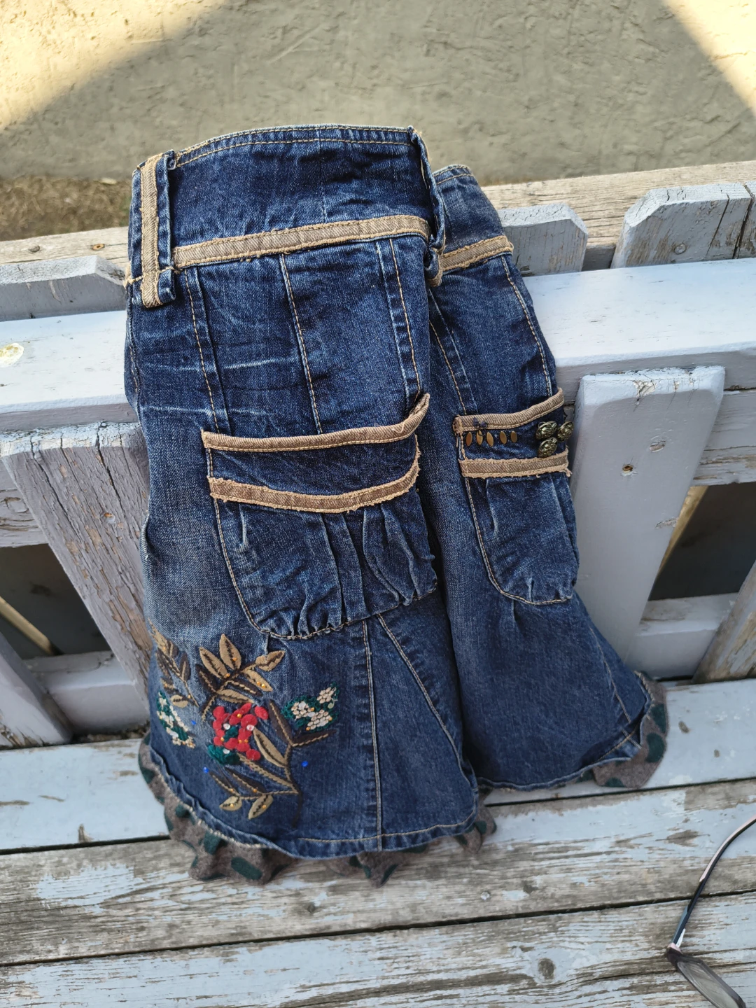 Embroidered Denim A-Line Skirt - photo 5