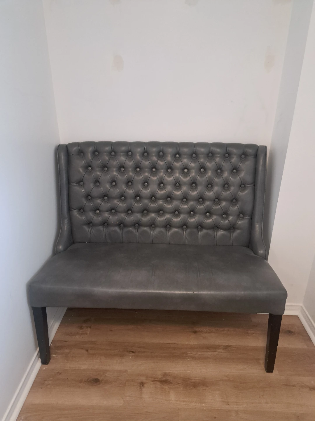 Grey Tufted Bench