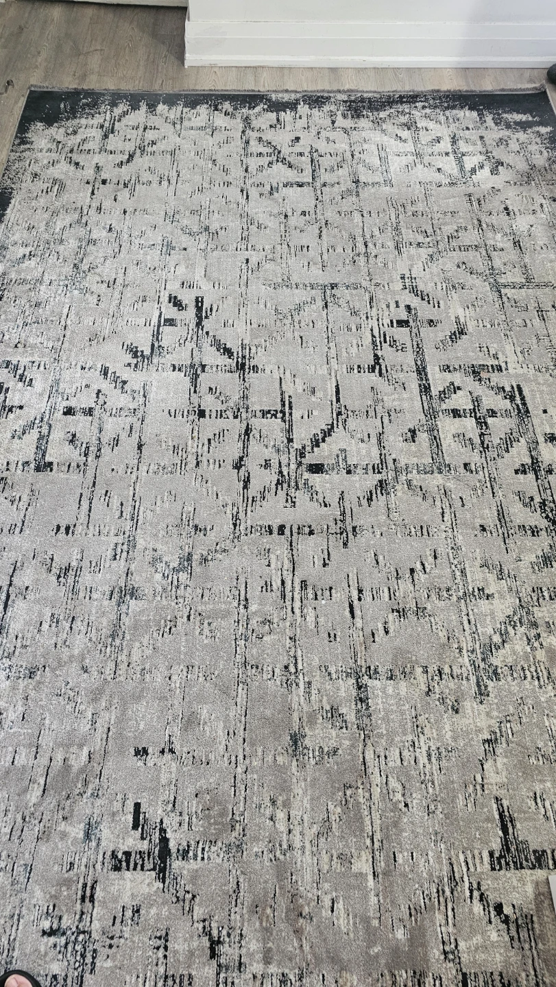 Grey and Black Abstract Area Rug - photo 3