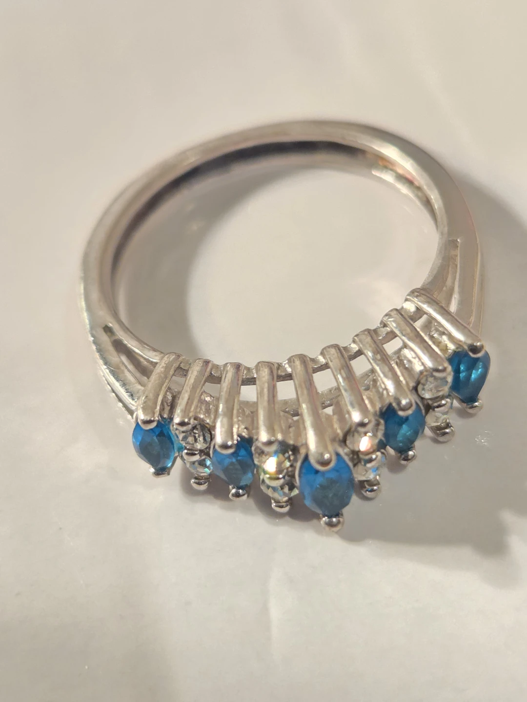 Sterling Silver  filled Avon Ring with Blue Marquee Stones - photo 2