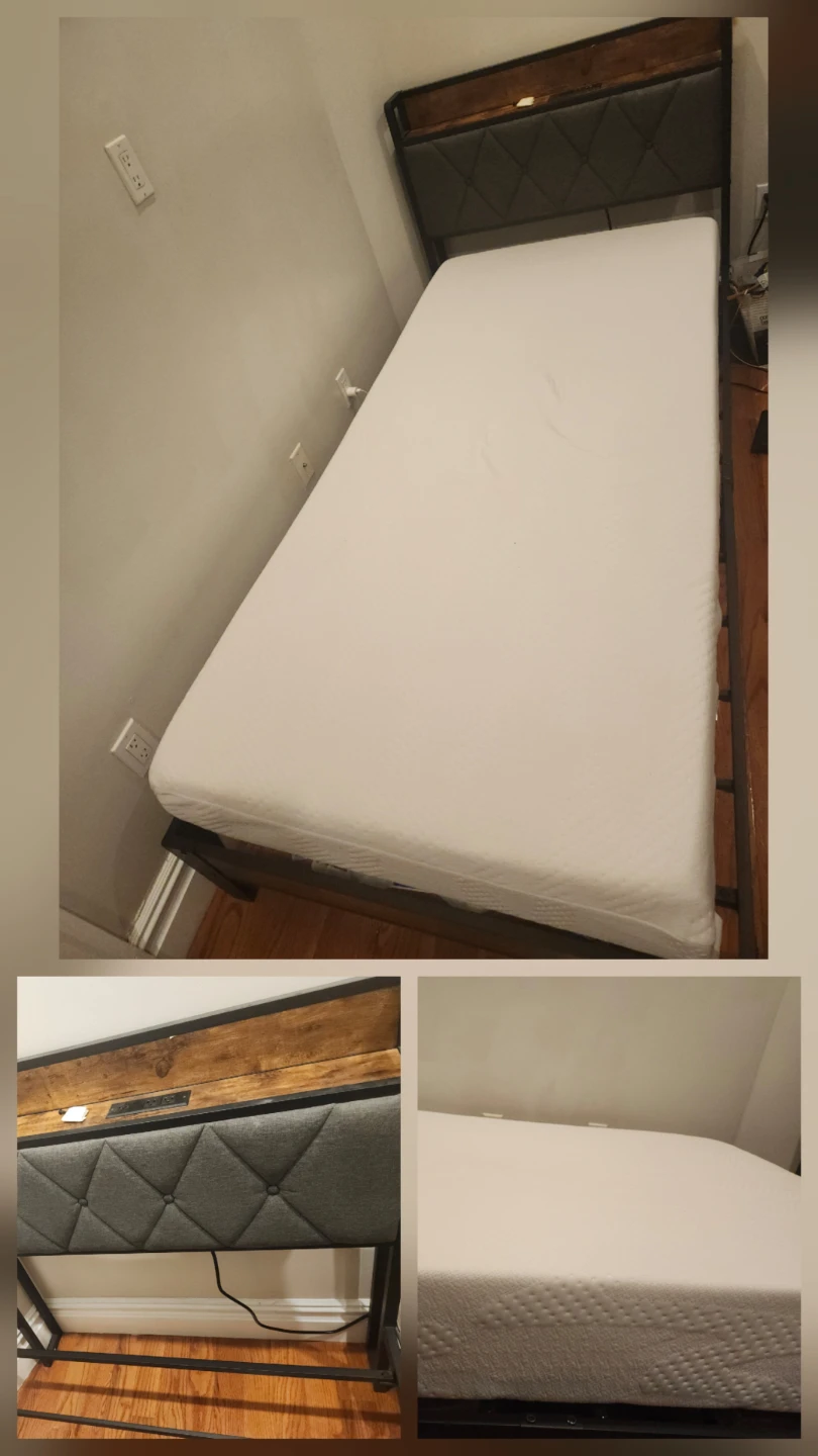 Mattress & Bed Frame with Headboard and USB Ports