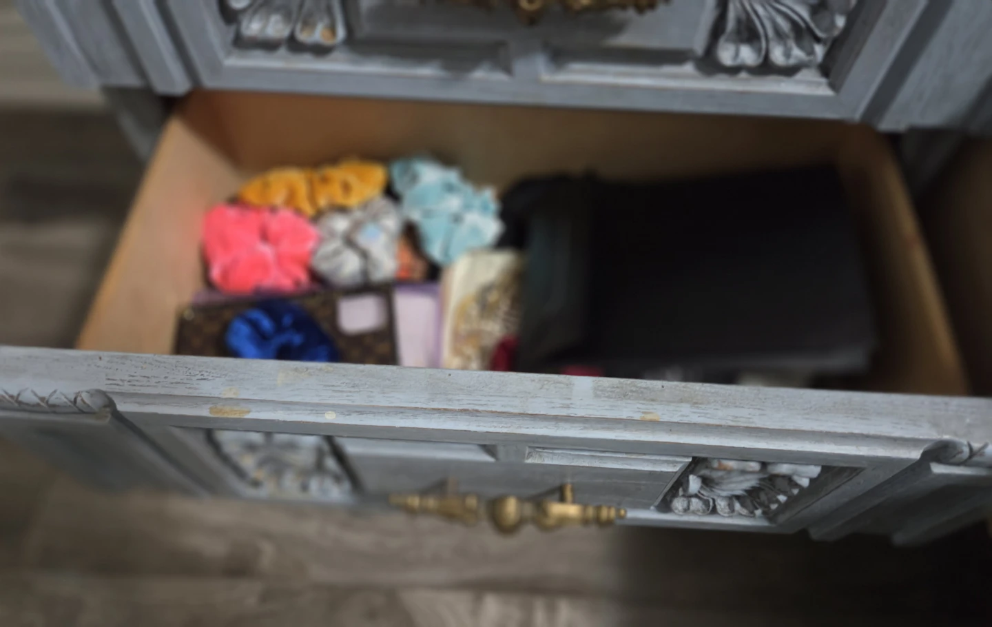 Vintage Grey Two-Drawer Nightstand - photo 3
