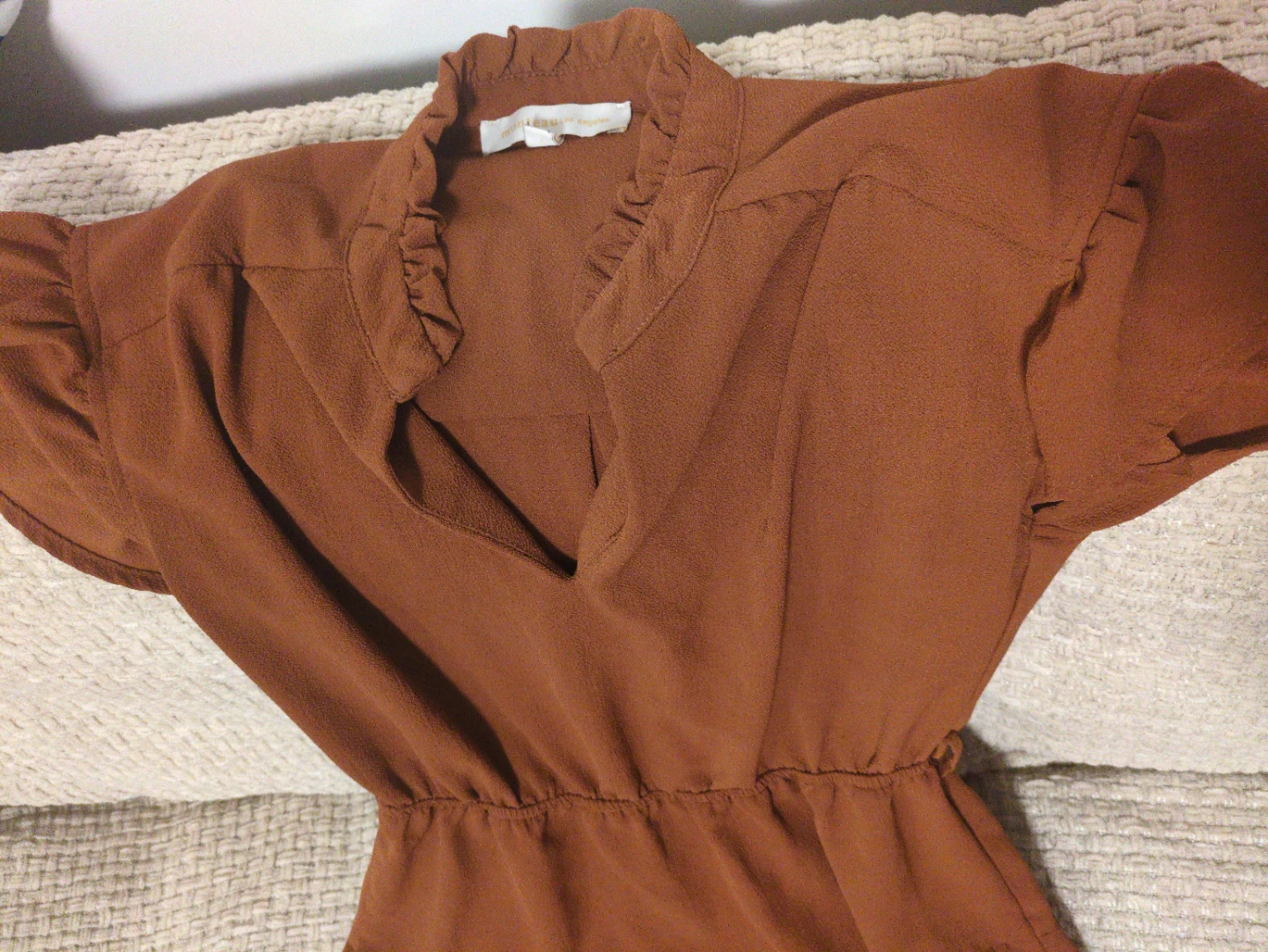Brown tiered ruffle short sleeve dress - photo 2