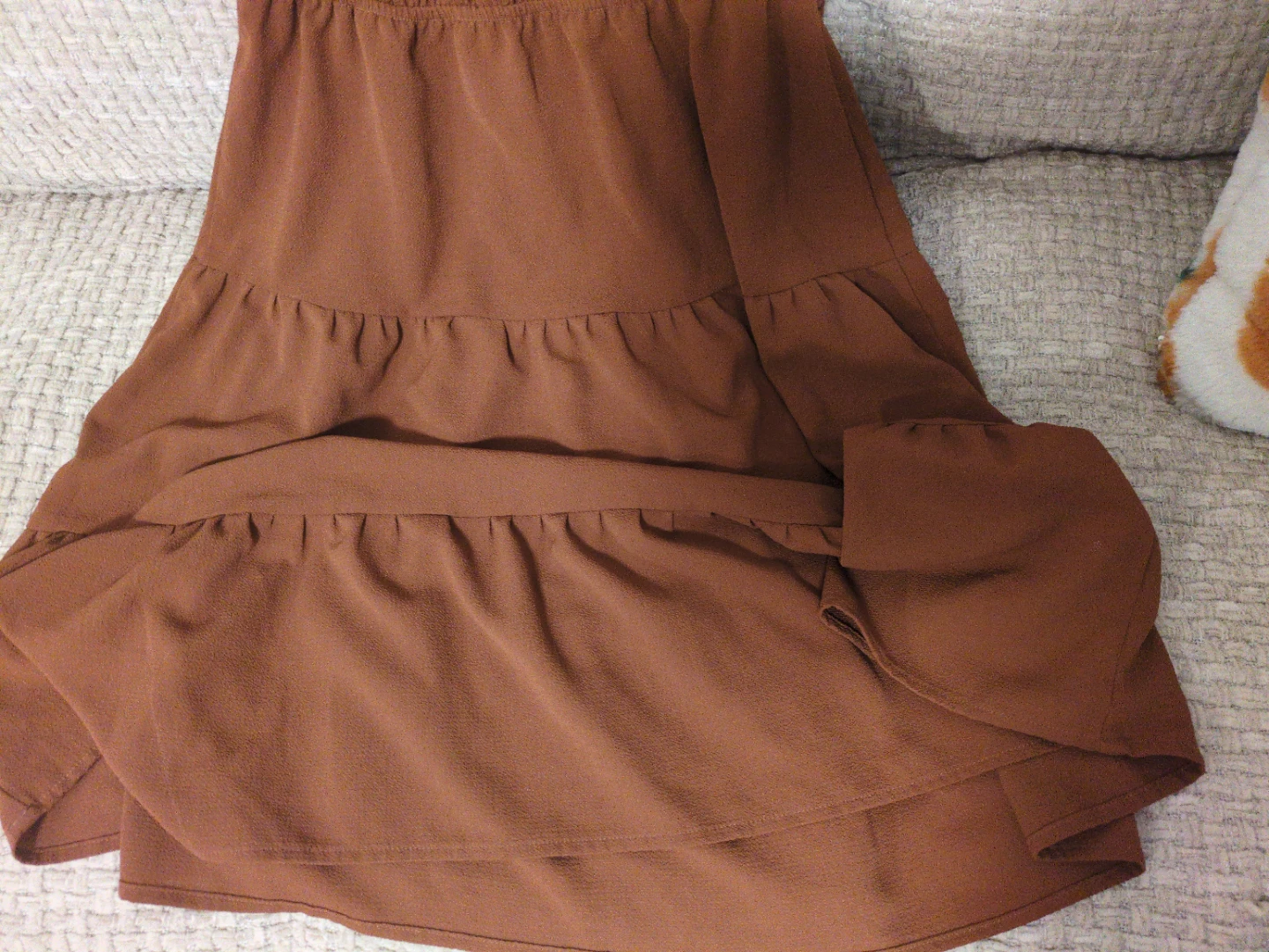 Brown tiered ruffle short sleeve dress - photo 3