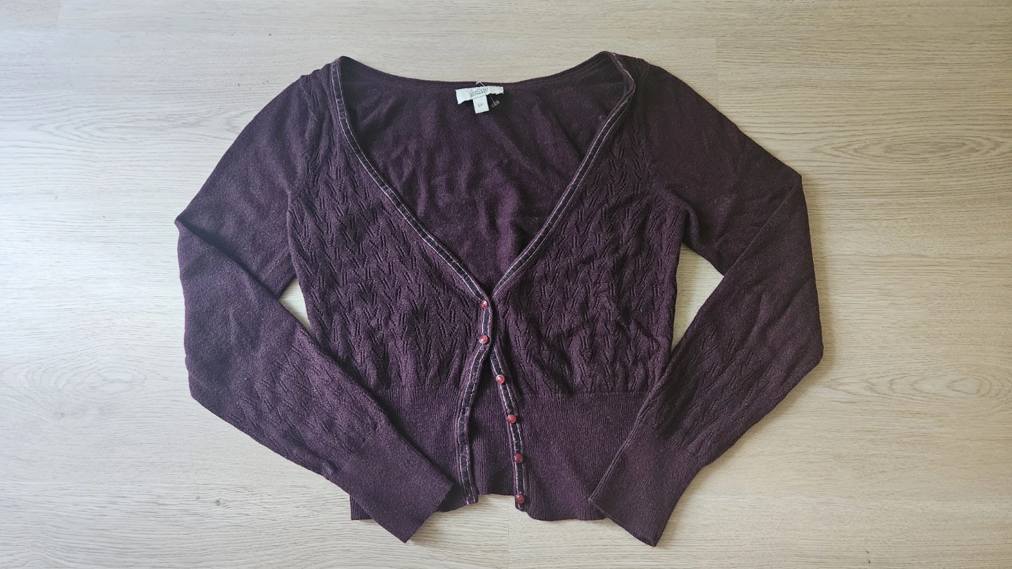 Soft knitted cardigan velvet ribbon