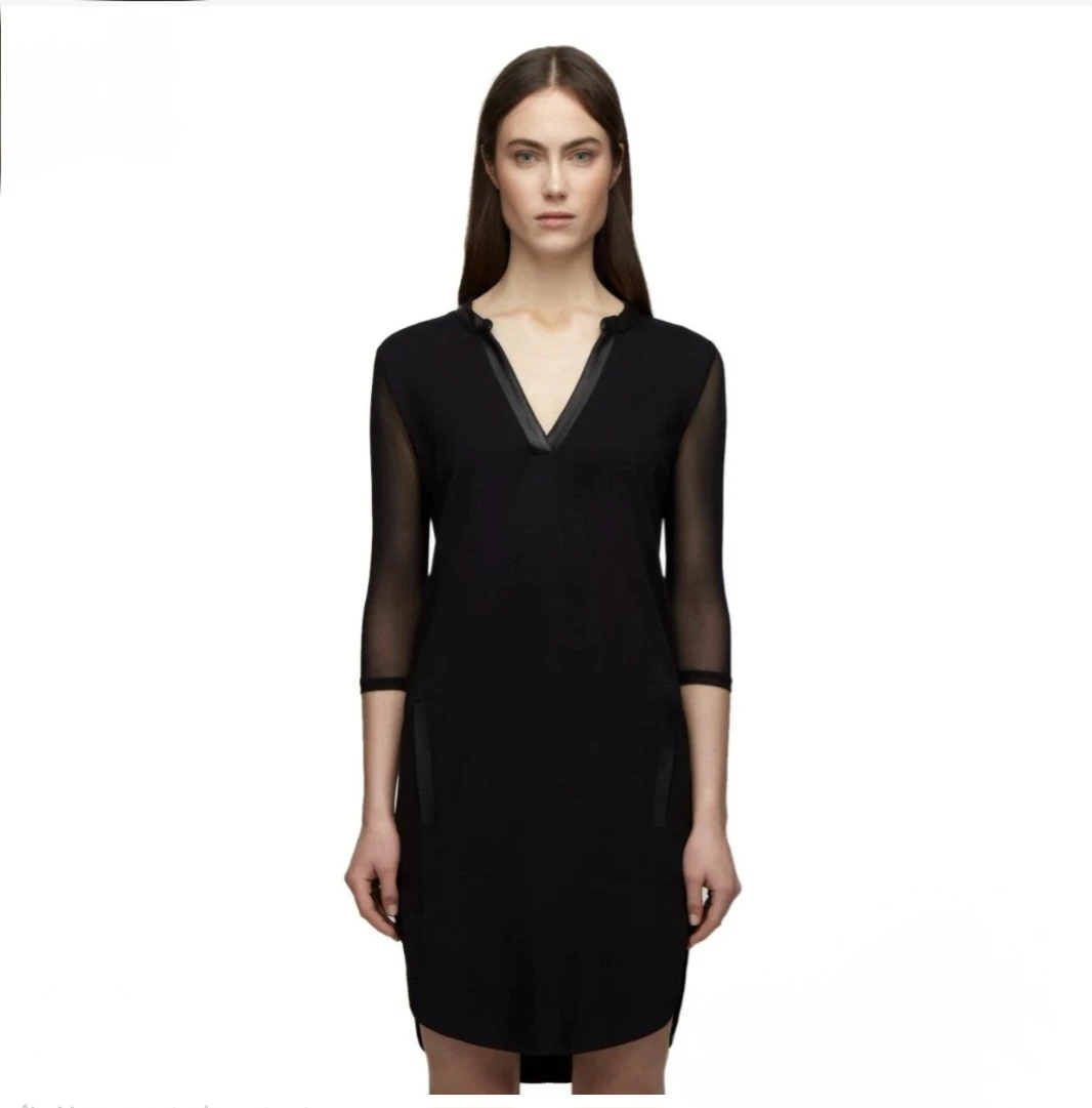 Rudsak Mexi Dress with Lambskin Leather Trim - Size M