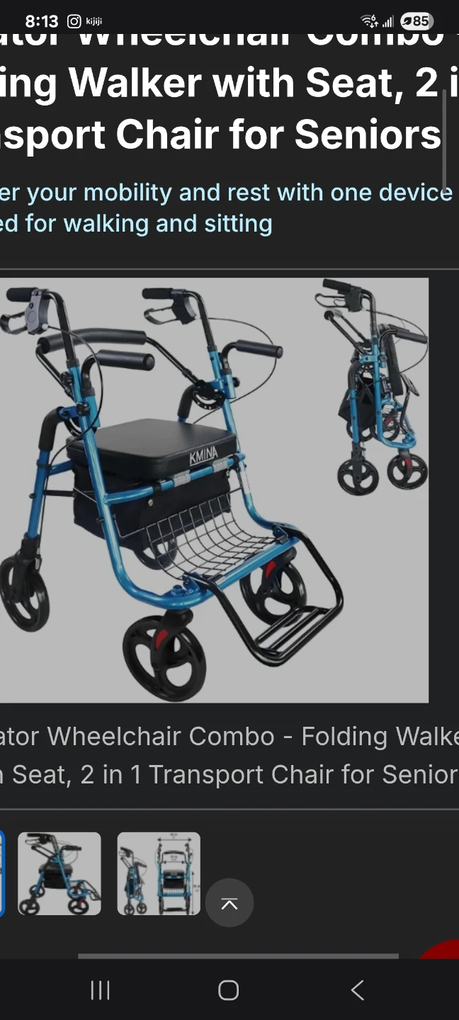 2 in 1 Rollator Wheelchair Combo Chair