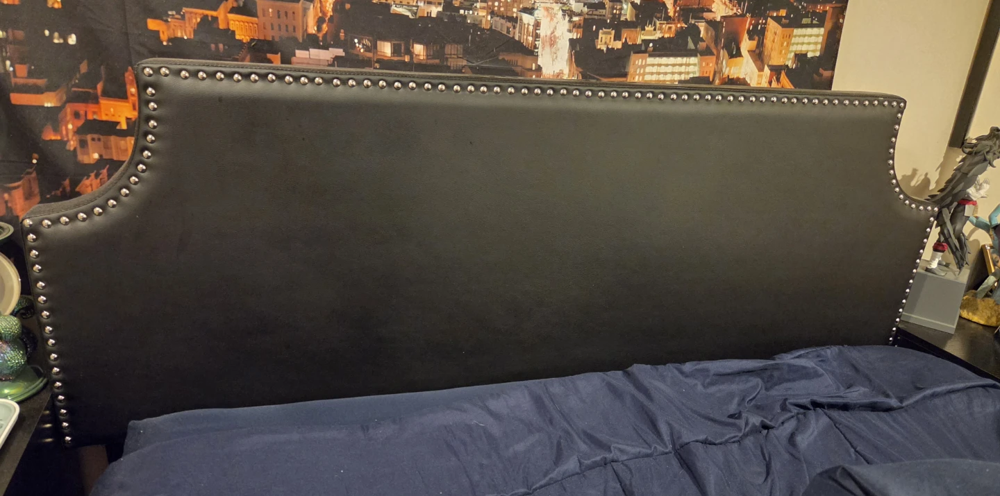 Black Faux Leather Upholstered Headboard