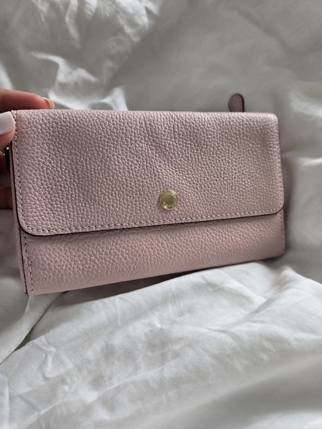 Coach Pink Leather Double Zip Wallet
