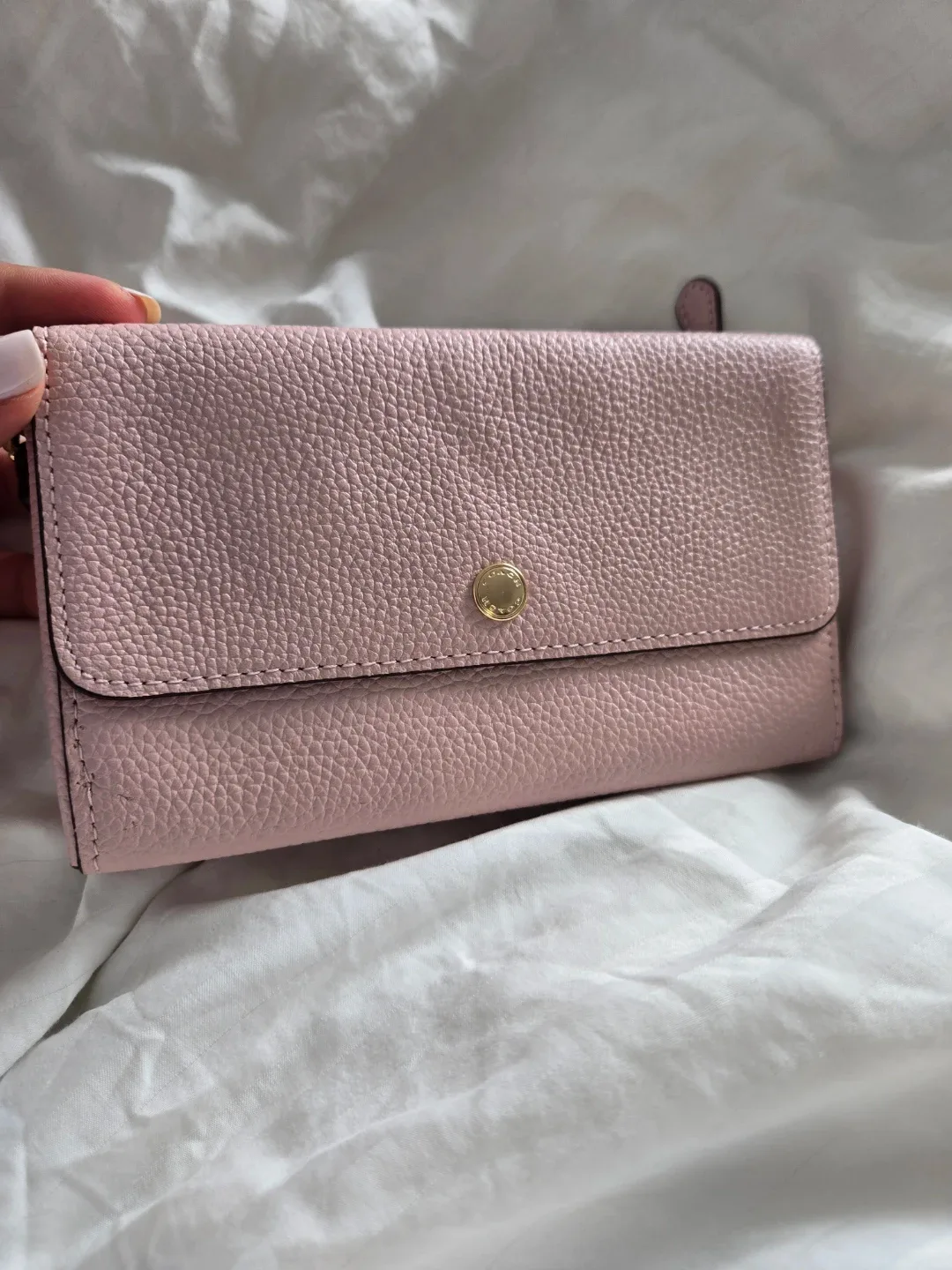 Coach Pink Leather Double Zip Wallet