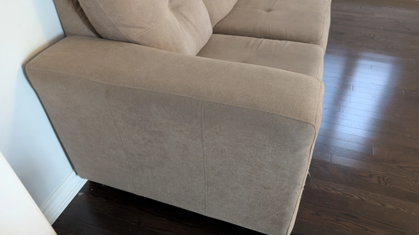 Beige 3 seater fabric sofa - photo 3