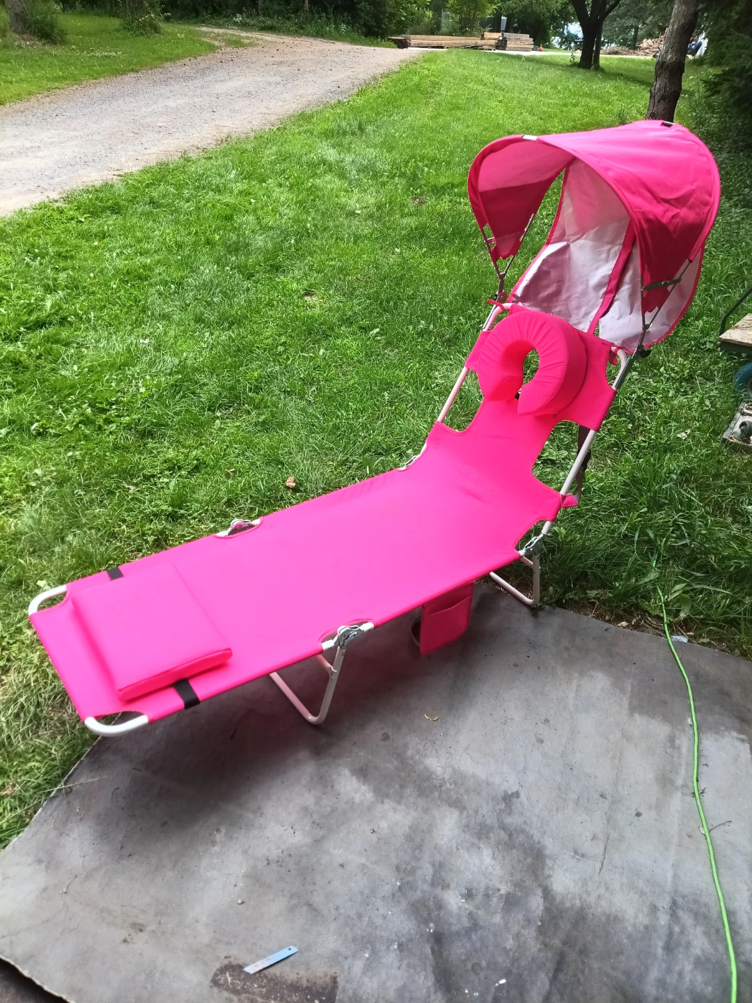 Pink Canopy Beach Chair Lounger