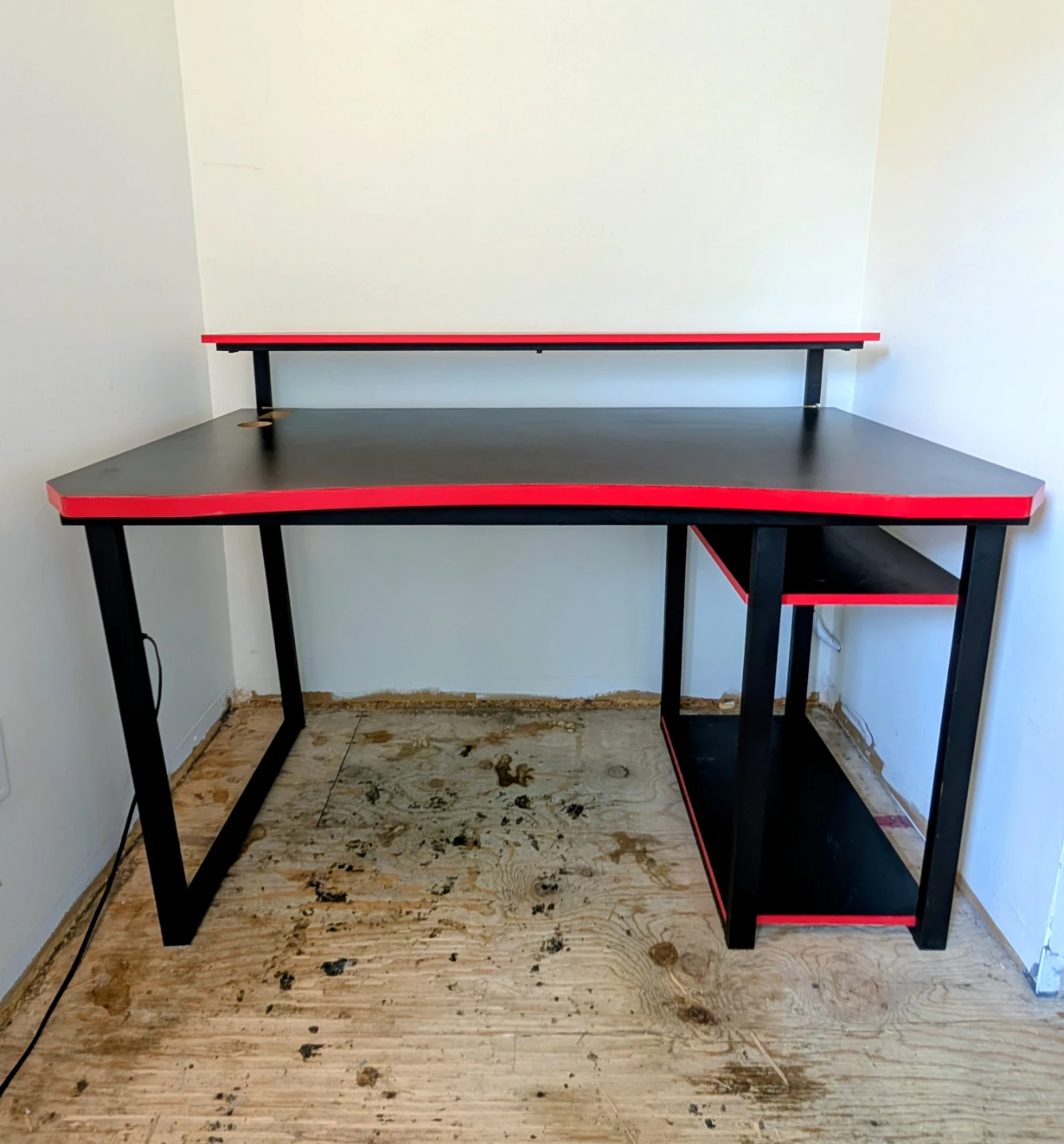 Black and Red Gaming Desk with Shelf