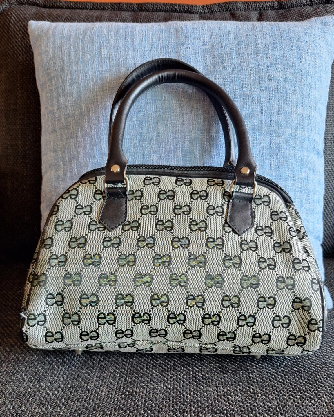Patterned Handbag with Leather Handles - photo 2