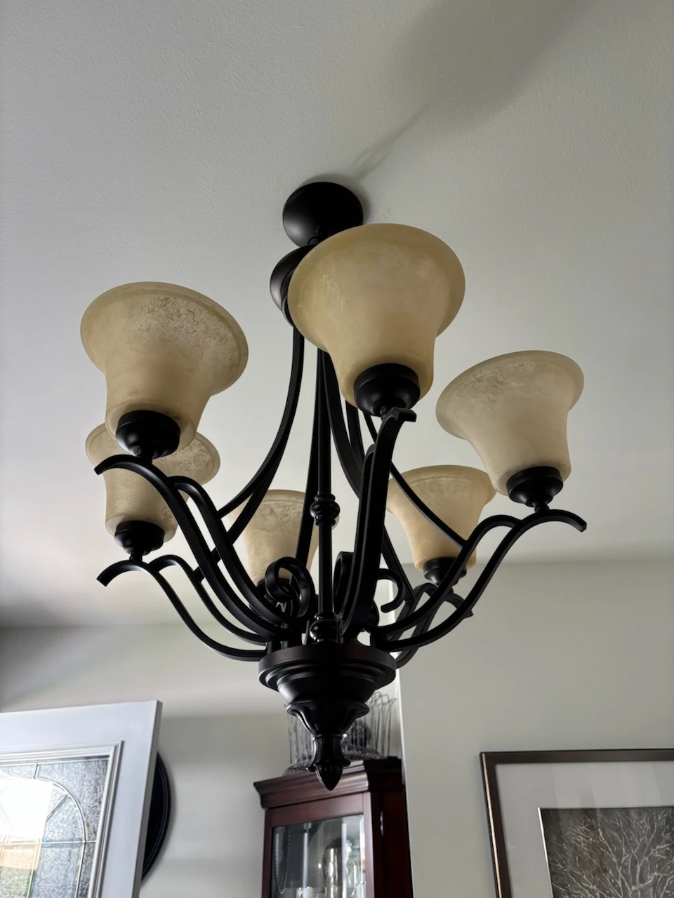 Black Chandelier with Frosted Glass Shades - photo 2