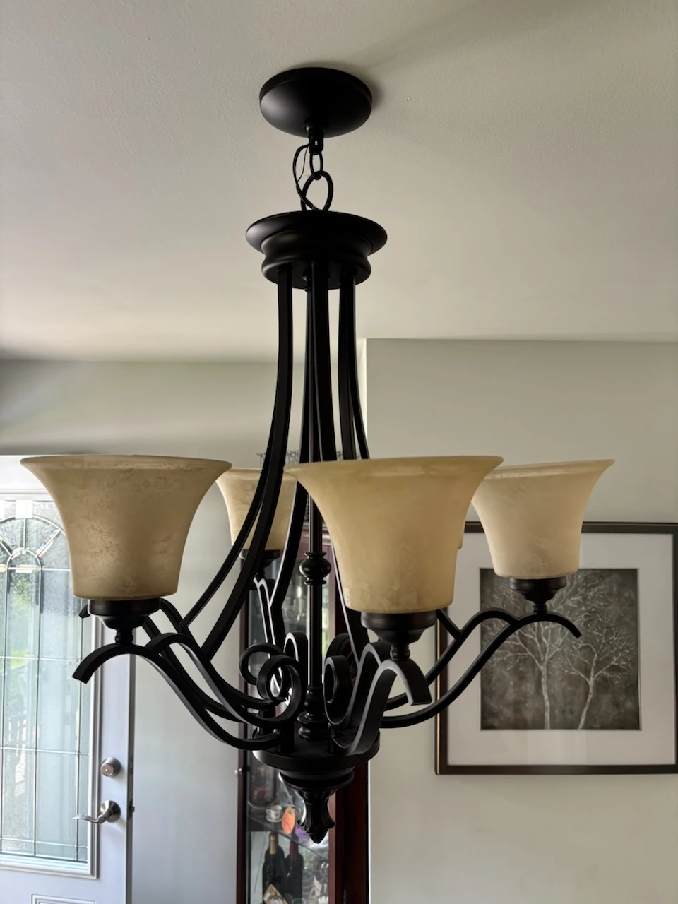 Black Chandelier with Frosted Glass Shades - photo 3