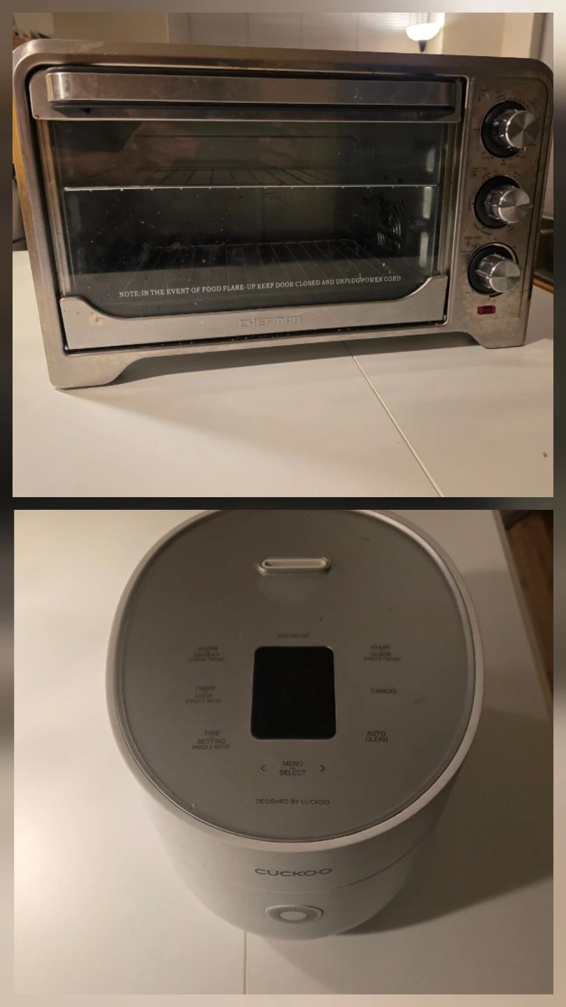 Chefman Toaster Oven + Cuckoo Rice Cooker