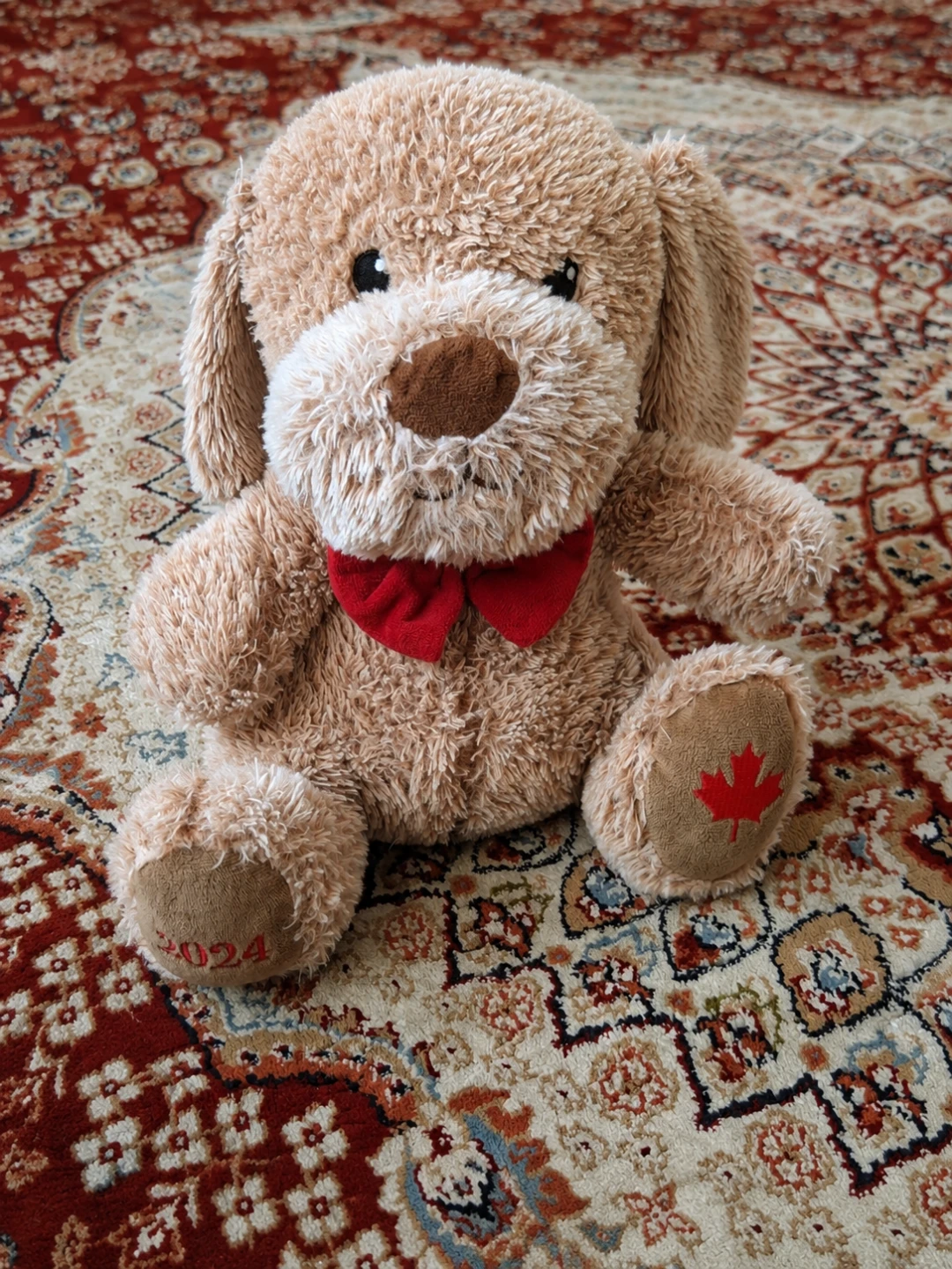 Plush Dog Stuffed Animal with Red Bow Tie - 2024 Edition